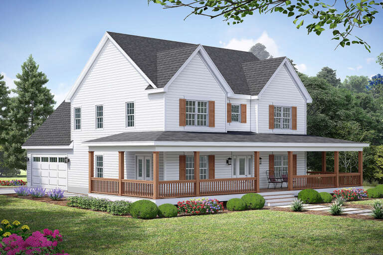 House Plan House Plan #33001 Angled Front Elevation