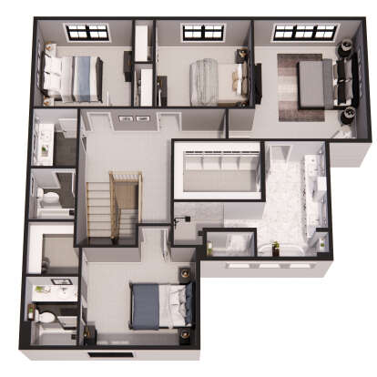 Overhead Second Floor for House Plan #098-00520