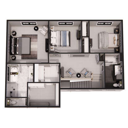 Overhead Second Floor for House Plan #098-00522