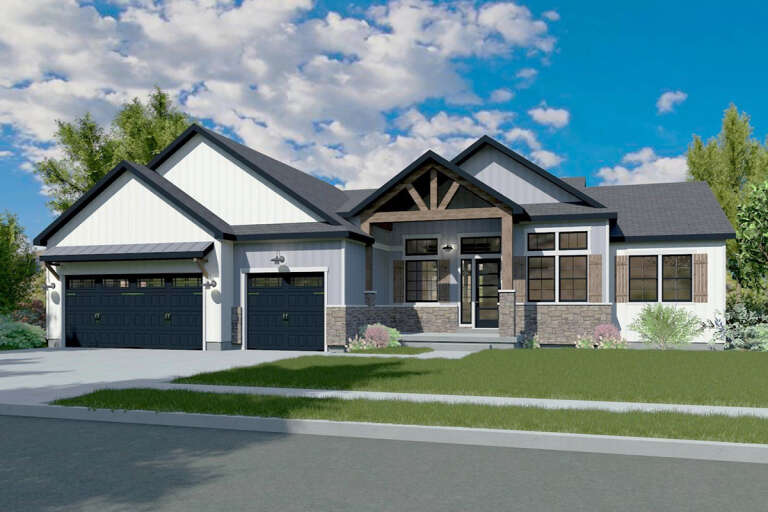 House Plan House Plan #33032 Angled Front Elevation