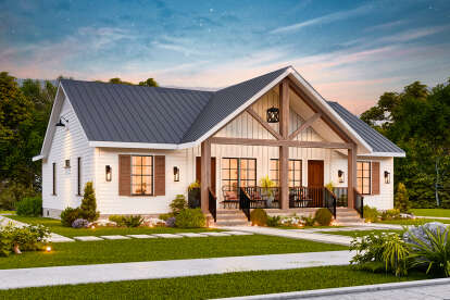 Modern Farmhouse House Plan #699-00406 Elevation Photo