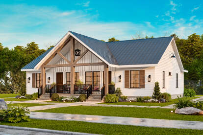 Modern Farmhouse House Plan #699-00406 Elevation Photo