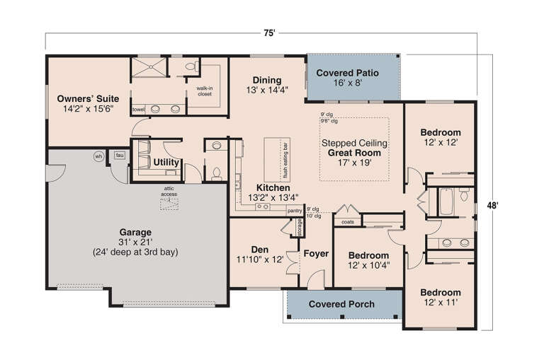 House Plan House Plan #33057 Drawing 1