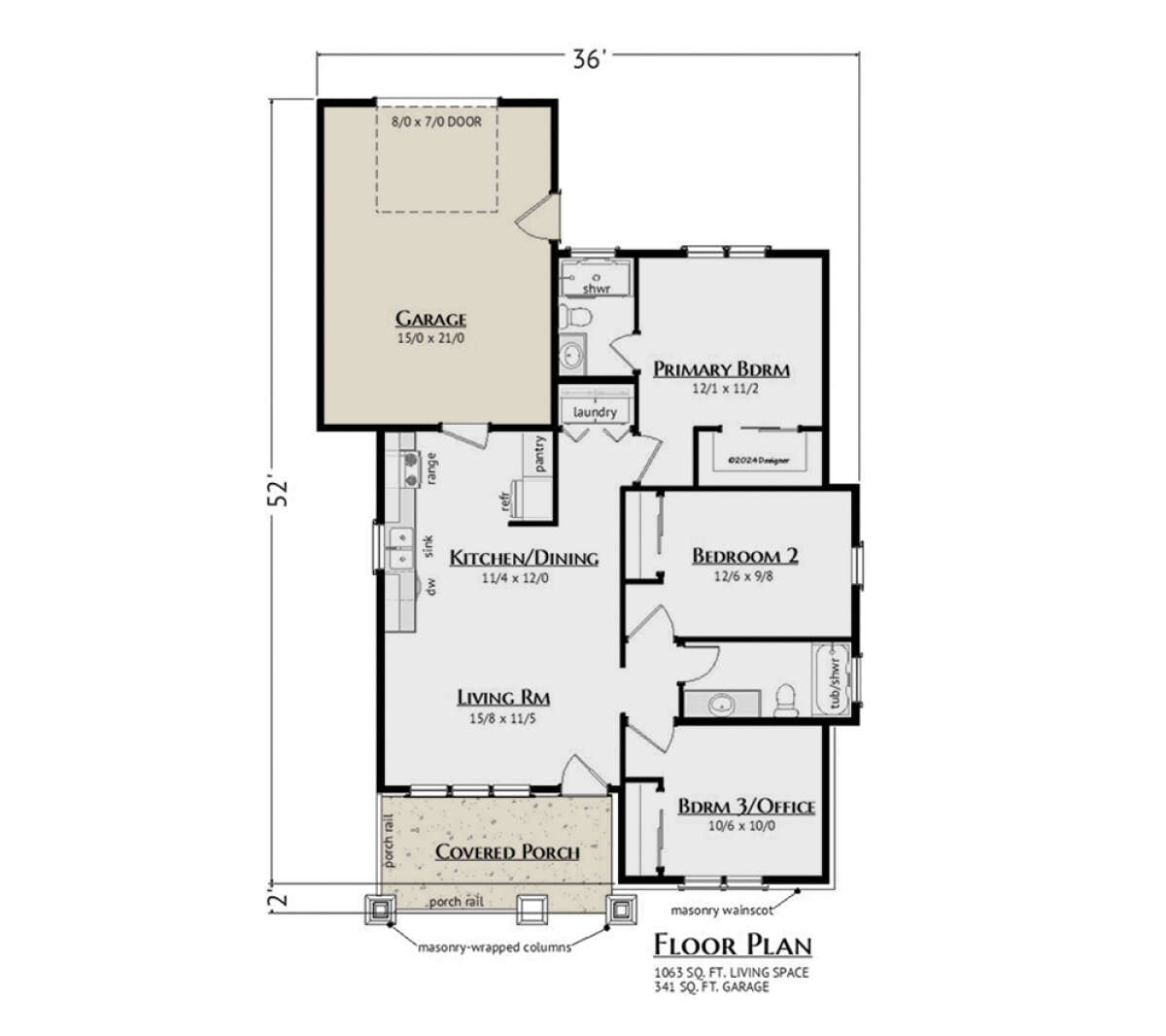 🏡 Step inside this 3-Bedroom Modern 2181 Sq. Ft. Two-Story House with Home  Office and Upstairs Bedrooms., image size:1200x1066