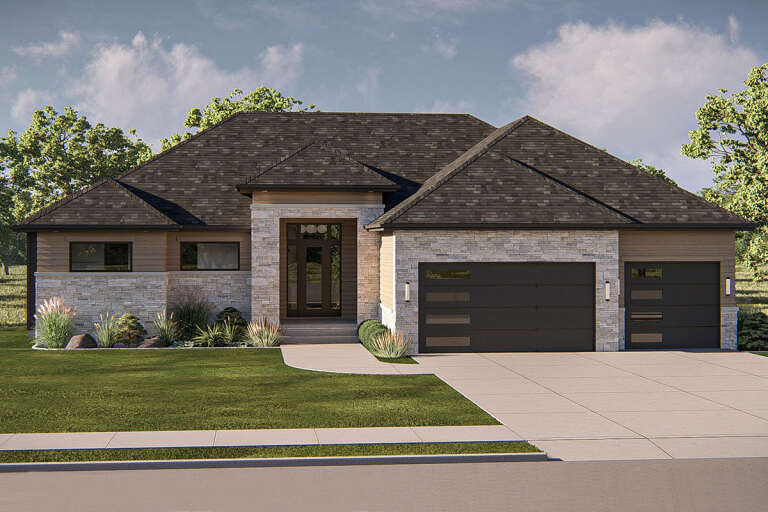 House Plan House Plan #33140 Angled Front Elevation