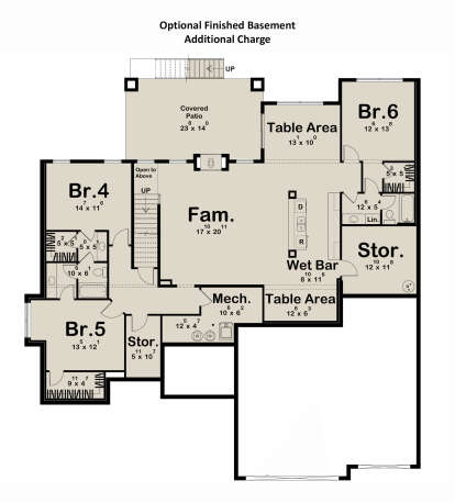 Main Floor w/ Basement Stairs Location for House Plan #963-01144