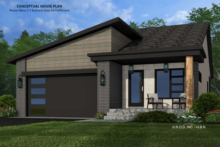 House Plan House Plan #33200 Angled Front Elevation