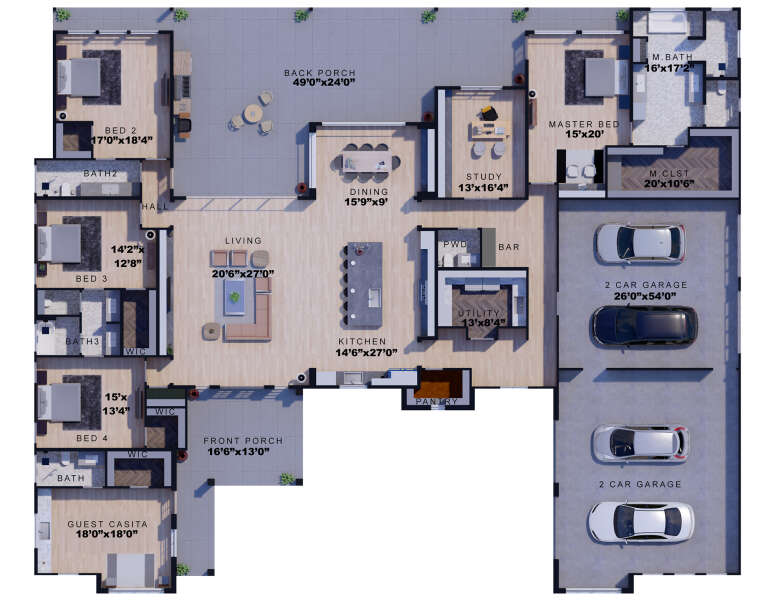 House Plan House Plan #33216 Drawing 1