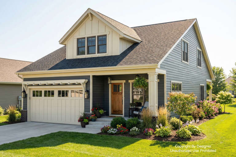 House Plan House Plan #33218 Angled Front Elevation 