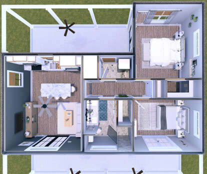 Overhead First Floor for House Plan #1776-00158