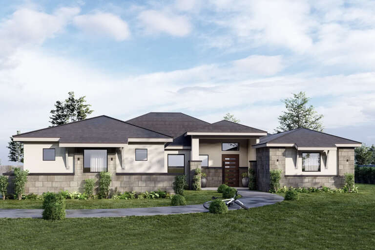 House Plan House Plan #33270 Angled Front Elevation