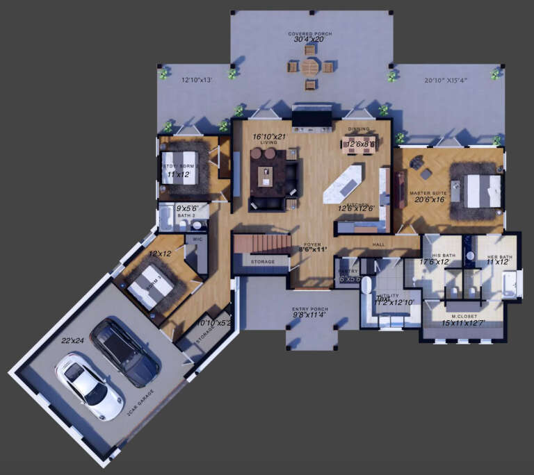 House Plan House Plan #33273 Drawing 1