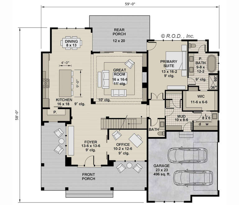 House Plan House Plan #33313 Drawing 1