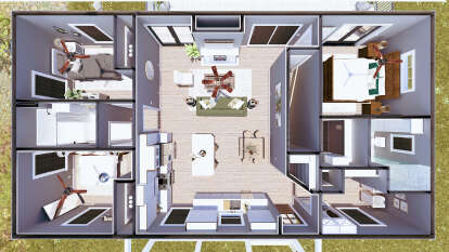 Overhead Floor Plan for House Plan #1776-00160
