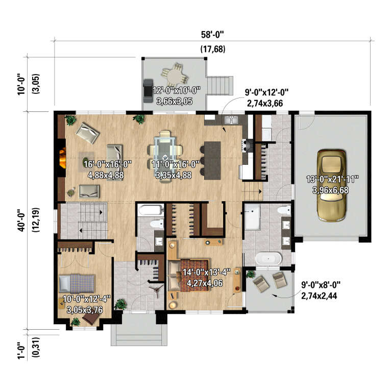 House Plan House Plan #33332 Drawing 1