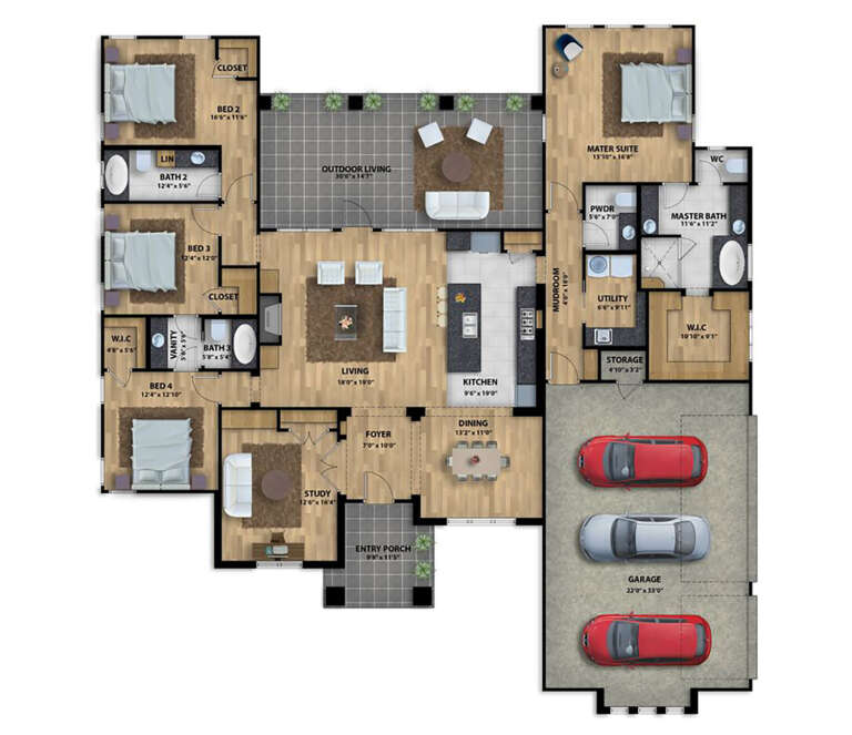 House Plan House Plan #33354 Drawing 1