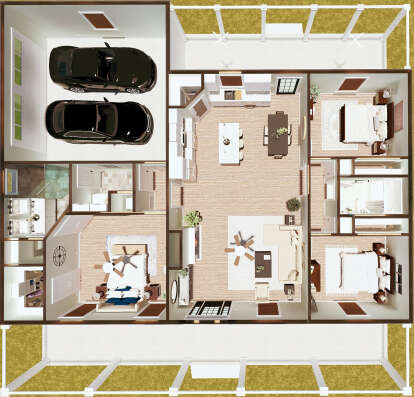 Overhead Floor Plan for House Plan #1776-00161
