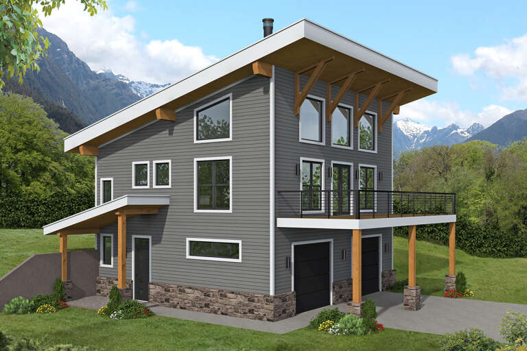 House Plan House Plan #33366 Angled Front Elevation