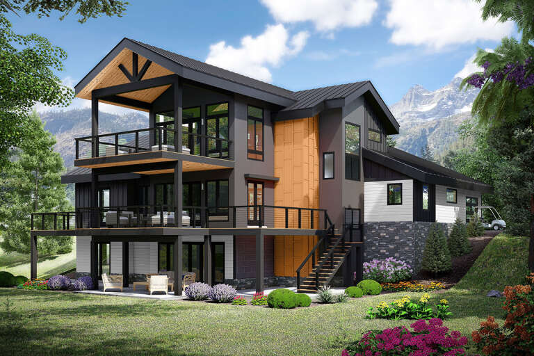 House Plan House Plan #33384 Angled Rear Elevation