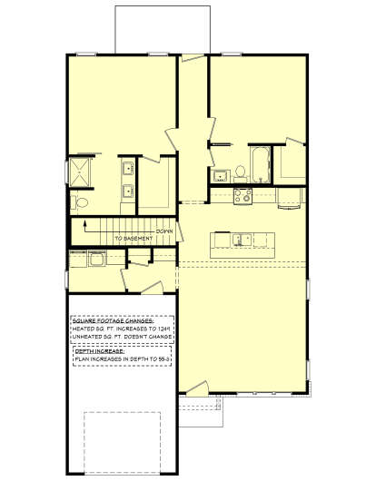 Main Floor w/ Basement Stairs Location for House Plan #041-00392
