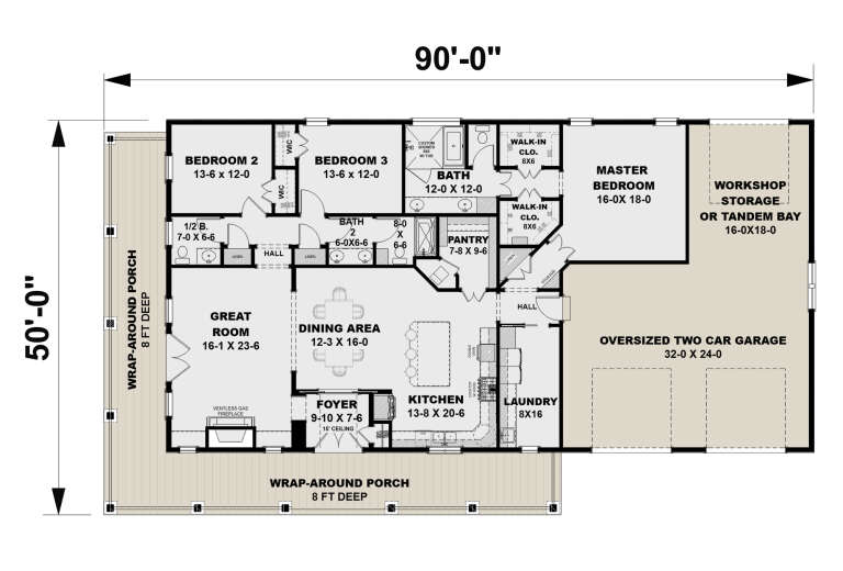 House Plan House Plan #33391 Drawing 1