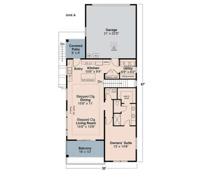 Main Floor/Unit A for House Plan #035-01152