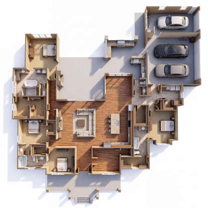 Overhead Main Floor for House Plan #7516-00090