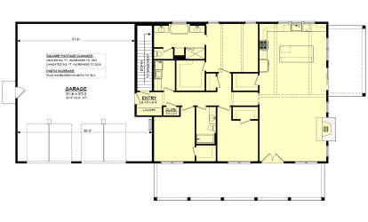 Main Floor w/ Basement Stairs Location for House Plan #041-00393
