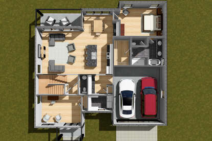 Overhead First Floor for House Plan #4848-00480