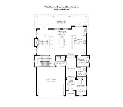Main Floor w/ Optional Basement Stairs Location for House Plan #2452-00010