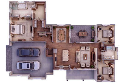 Overhead Main Floor for House Plan #7516-00091