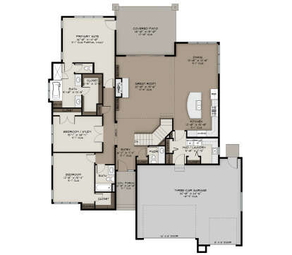 Main Floor w/ Basement Stairs Location for House Plan #5387-00008