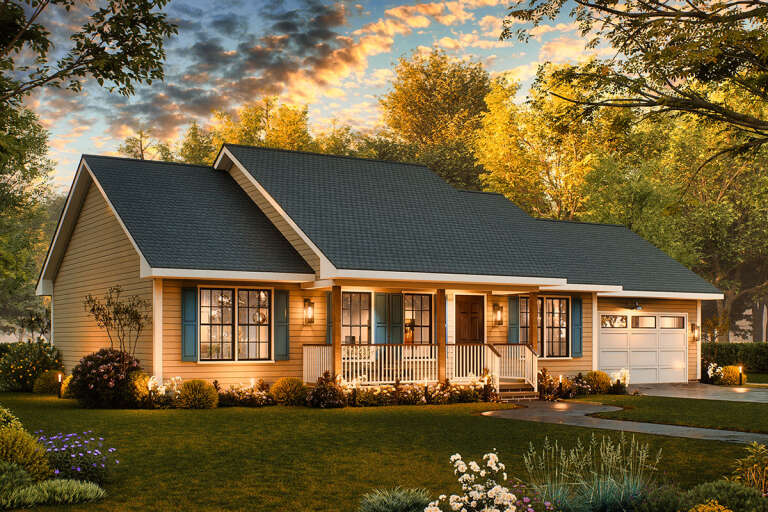 House Plan House Plan #33597 Angled Front Elevation