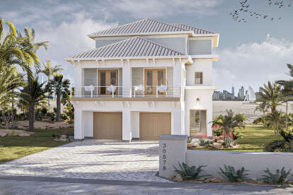 Coastal House Plan #963-01161 Elevation Photo