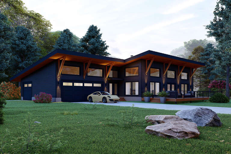 House Plan House Plan #33614 Angled Front Elevation