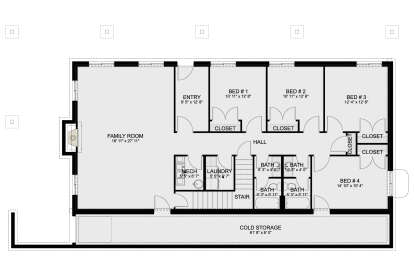 Main Floor w/ Basement Stair Location for House Plan #2802-00412