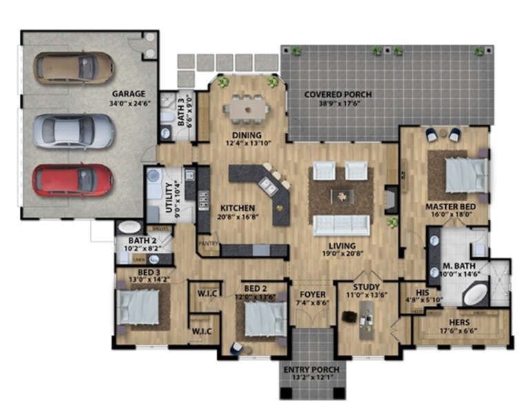 House Plan House Plan #33649 Drawing 1