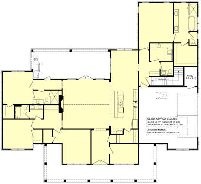 Main Floor w/ Basement Stairs Location for House Plan #041-00397