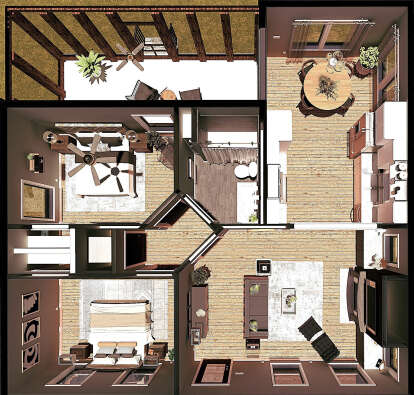 Overhead First Floor for House Plan #1776-00165