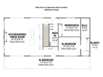 Main Floor w/ Basement Stairs Location for House Plan #1462-00162