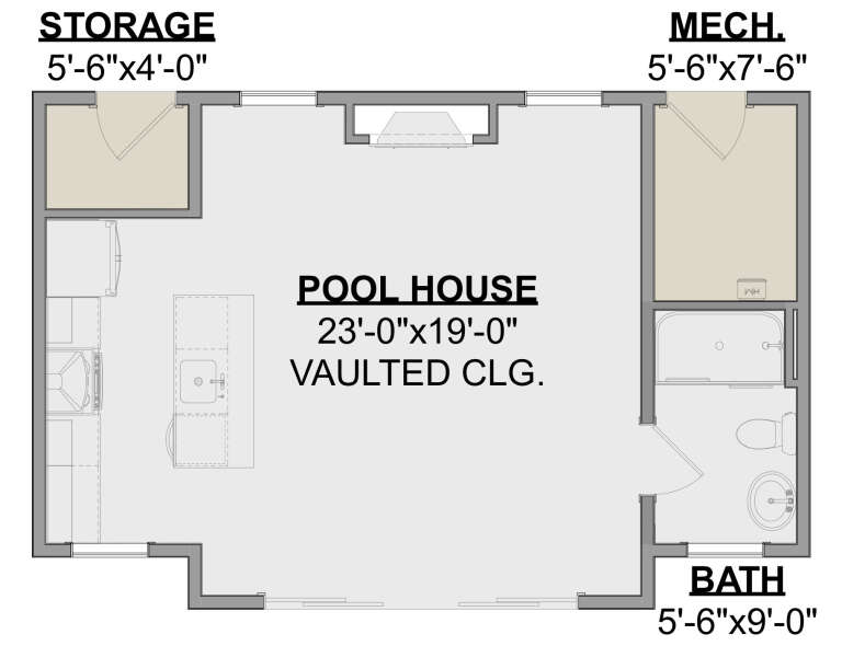 Modern Pool House Plan - 572 Square Feet, 1 Bathroom | Floor Plan #1462 ...