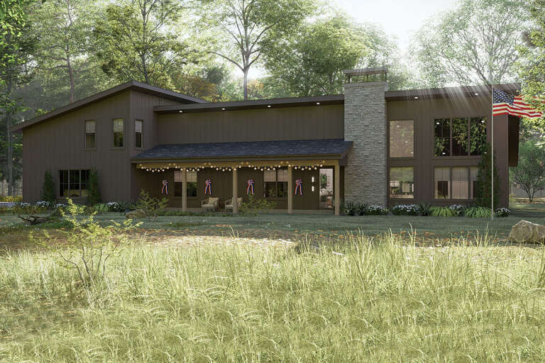 House Plan House Plan #33716 Angled Front Elevation - Patriotic 