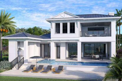 Coastal House Plan #207-00159 Elevation Photo