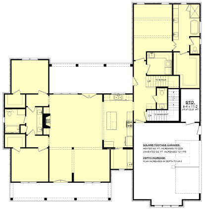 Main Floor w/ Basement Stairs Location for House Plan #041-00399