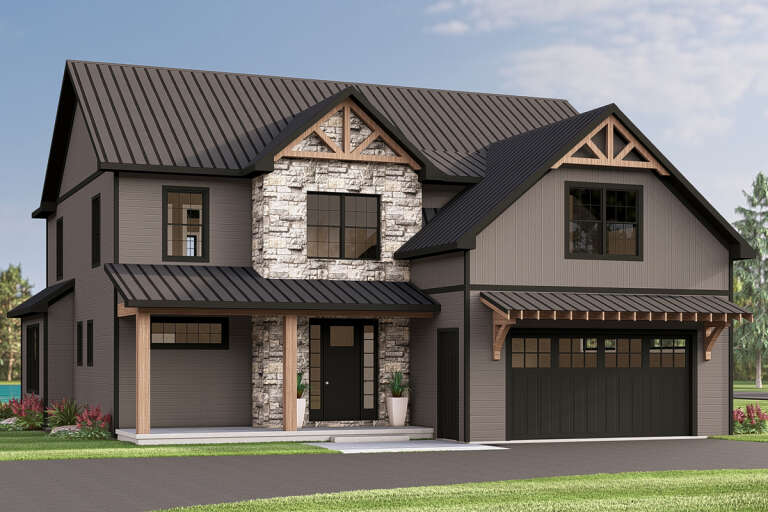 House Plan House Plan #33726 Angled Front Elevation