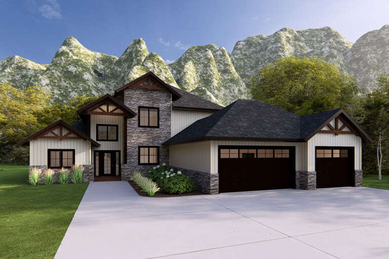 House Plan House Plan #33747 Angled Front Elevation