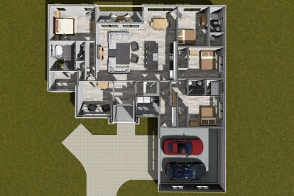 Overhead First Floor for House Plan #4848-00486