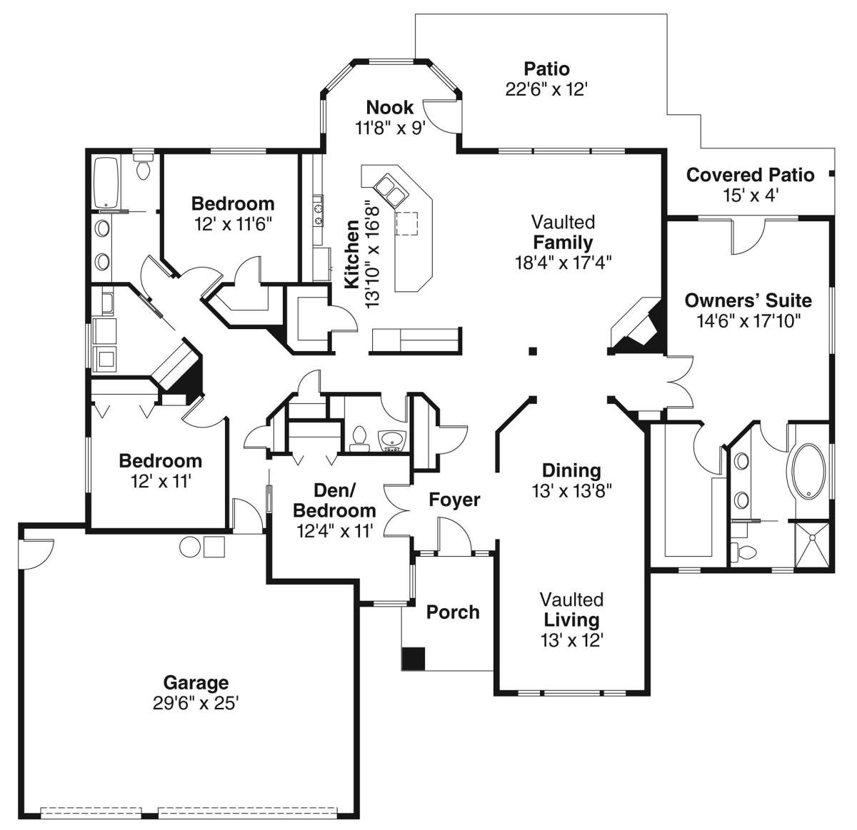 Floorplan 1 for House Plan #035-00406