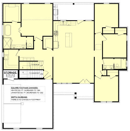 Main Floor w/ Basement Stairs Location for House Plan #041-00400