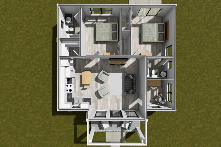 Contemporary Plan - 820 Square Feet, 2 Bedrooms, 2 Bathrooms | Floor ...